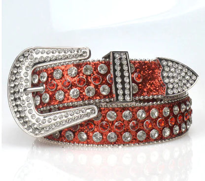 Studded Belt Fashion Leather Bling Rhinestone