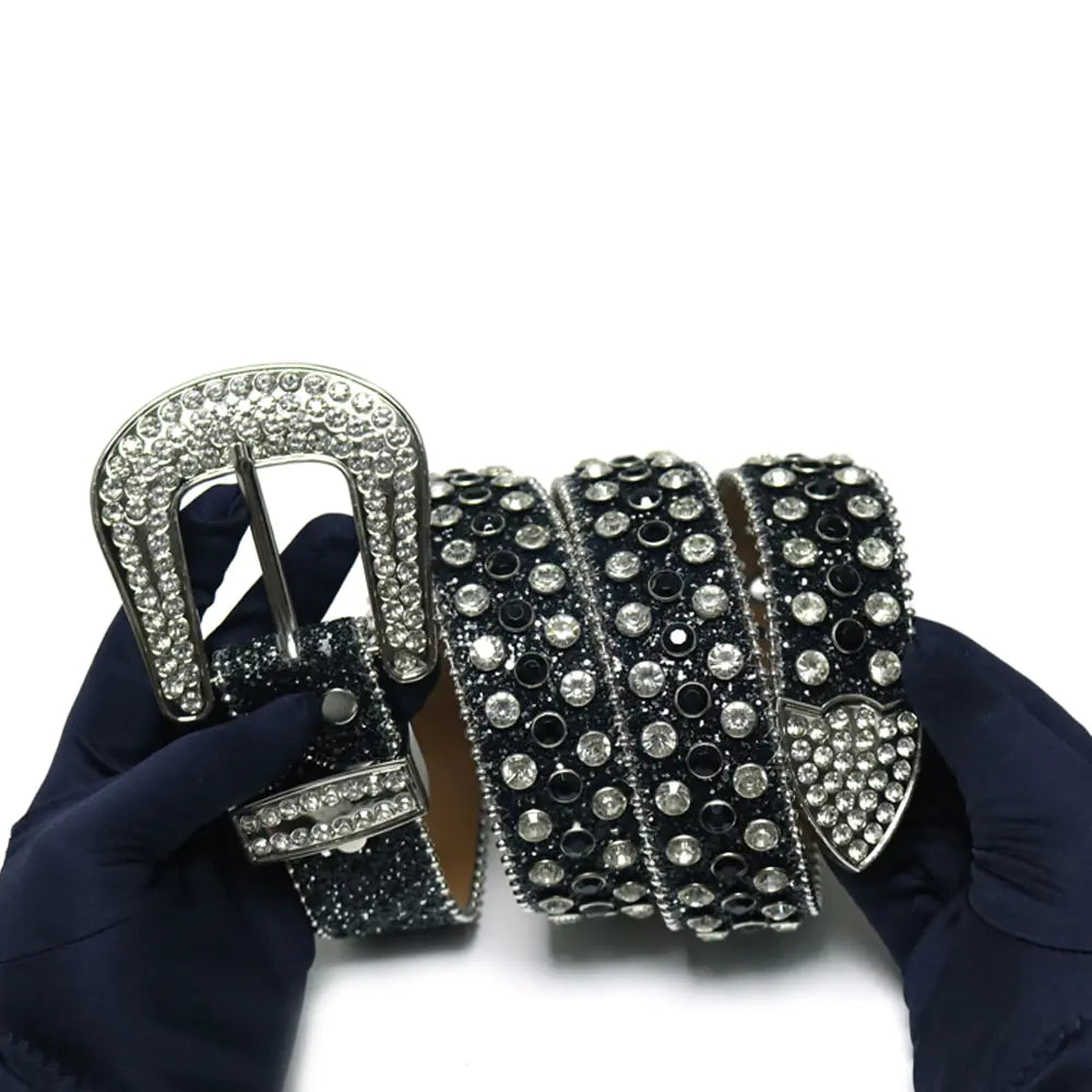 Studded Belt Fashion Leather Bling Rhinestone