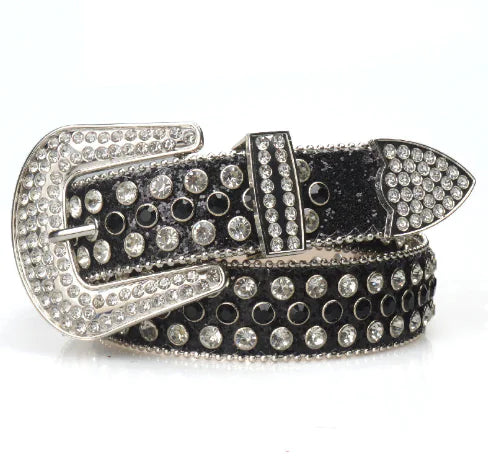 Studded Belt Fashion Leather Bling Rhinestone