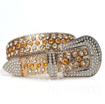 Studded Belt Fashion Leather Bling Rhinestone