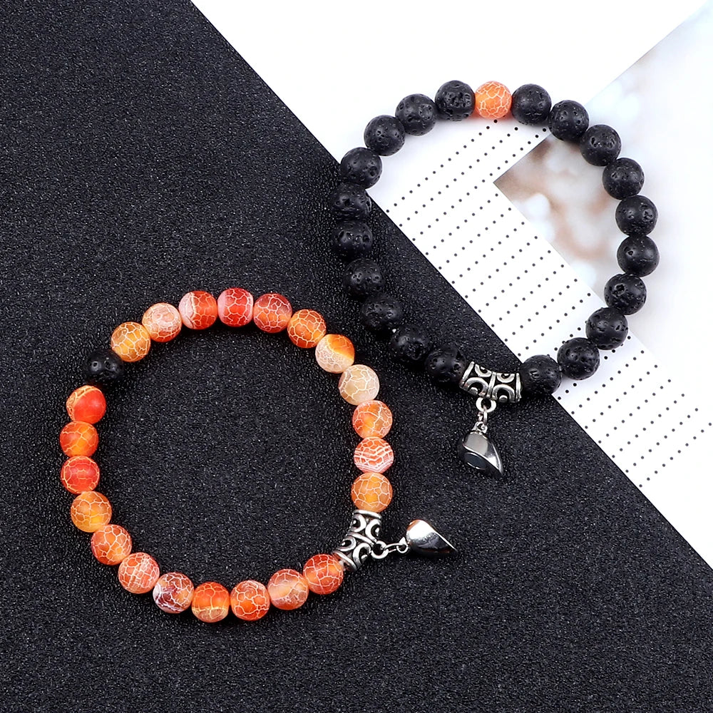 2-Piece Natural Stone Bead Bracelet Set